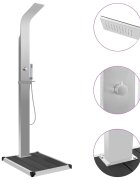 vidaXL Градински душ с корито WPC неръждаема стомана