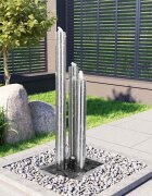 vidaXL Градински фонтан сребрист 48x34x123 см неръждаема стомана