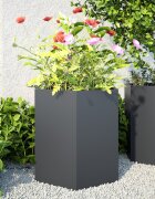 vidaXL Градински кашпи 2 бр антрацит шестоъгълна 46x40x45см стомана