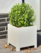 vidaXL Градински кашпи 2 бр бели 30x30x30 см стомана