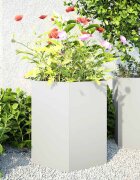 vidaXL Градински кашпи 2 бр бели шестоъгълна 46x40x45 см стомана