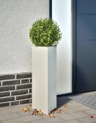 vidaXL Градински кашпи 2 бр бели триъгълна 30x26x75 см стомана