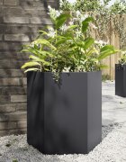 vidaXL Градински кашпи 2 бр черни шестоъгълна 46x40x45 см стомана