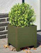 vidaXL Градински кашпи 2 бр маслиненозелени 30x30x30 см стомана