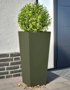 vidaXL Градински кашпи 2 бр маслиненозелени 35x35x75 см стомана