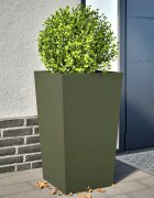 vidaXL Градински кашпи 2 бр маслиненозелени 45x45x75 см стомана