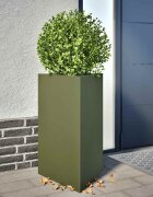 vidaXL Градински кашпи 2 бр маслиненозелени 50x43x75 см стомана