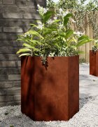 vidaXL Градински кашпи 2 бр шестоъгълна 46x40x45см Изветряща стомана