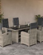 vidaXL Градински комплект 7 части с възглавници светлосив полиратан