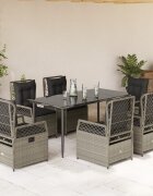 vidaXL Градински комплект 7 части с възглавници светлосив полиратан