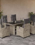 vidaXL Градински комплект 7 части с възглавници светлосив полиратан