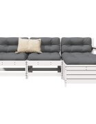 vidaXL Градински комплект диван от 4 части бял масивно дърво бор