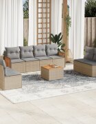 vidaXL Градински комплект диван с възглавници 9 части бежов полиратан