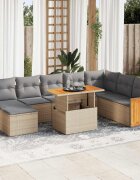 vidaXL Градински комплект диван с възглавници 9 части бежов полиратан