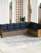 vidaXL Градински комплект дивани с възглавници 7 части сив полиратан