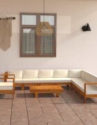 vidaXL Градински комплект с възглавници 10 части 100x60 см акациево дърво