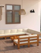 vidaXL Градински комплект с възглавници 10 части 100x60 см акациево дърво