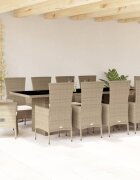 vidaXL Градински комплект с възглавници 11 части бежов полиратан