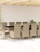 vidaXL Градински комплект с възглавници 11 части бежов полиратан