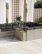 vidaXL Градински комплект с възглавници 11 части светлосив полиратан