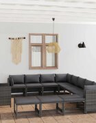 vidaXL Градински комплект с възглавници 12 части полиратан сив