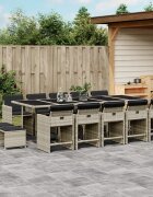 vidaXL Градински комплект с възглавници 15 части полиратан светлосив
