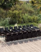 vidaXL Градински комплект с възглавници 17 части полиратан черен