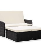 vidaXL Градински комплект с възглавници 2 части черен полиратан