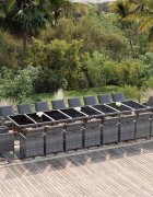 vidaXL Градински комплект с възглавници 21 части сив полиратан