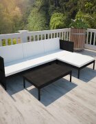 vidaXL Градински комплект с възглавници 3 части полиратан черен
