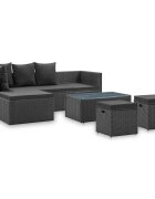 vidaXL Градински комплект с възглавници 4 части полиратан черен