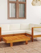 vidaXL Градински комплект с възглавници 5 части 100x60 см акациево дърво