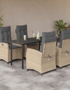 vidaXL Градински комплект с възглавници 5 части бежов микс полиратан