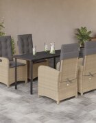 vidaXL Градински комплект с възглавници 5 части бежов микс полиратан