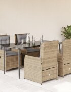 vidaXL Градински комплект с възглавници 5 части бежов полиратан