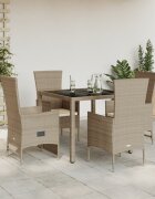 vidaXL Градински комплект с възглавници 5 части бежов полиратан