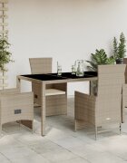 vidaXL Градински комплект с възглавници 5 части бежов полиратан