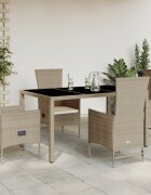 vidaXL Градински комплект с възглавници 5 части бежов полиратан