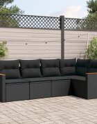 vidaXL Градински комплект с възглавници 5 части черен полиратан