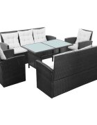 vidaXL Градински комплект с възглавници 5 части черен полиратан