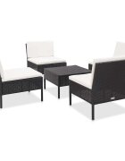 vidaXL Градински комплект с възглавници 5 части черен полиратан
