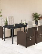 vidaXL Градински комплект с възглавници 5 части кафяв полиратан