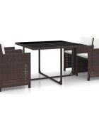 vidaXL Градински комплект с възглавници 5 части кафяв полиратан