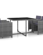 vidaXL Градински комплект с възглавници 5 части полиратан сив