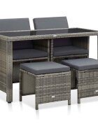 vidaXL Градински комплект с възглавници 5 части полиратан сив