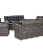 vidaXL Градински комплект с възглавници 5 части полиратан сив