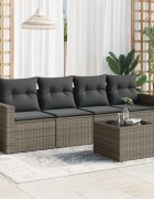 vidaXL Градински комплект с възглавници 5 части сив полиратан