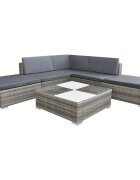 vidaXL Градински комплект с възглавници 6 части полиратан сив