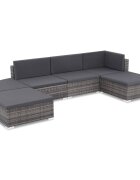 vidaXL Градински комплект с възглавници 6 части полиратан сив