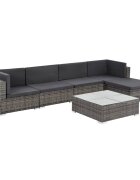 vidaXL Градински комплект с възглавници 6 части полиратан сив